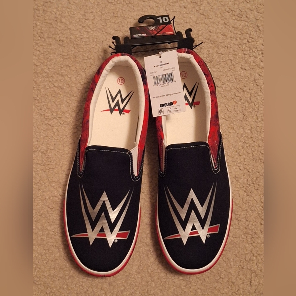 X-MAS SALE SEND OFFER! WWE Men's Slip-on Sneakers 👟 GROUND UP M LIC CANVAS WWE